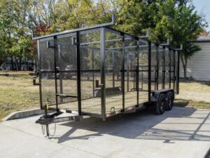 7×18 Tandem axle 2-3500lb Utility Trailer 6ft Mesh Sides with Ladder Racks 7K GVWR