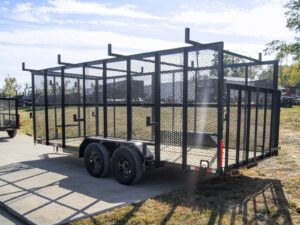 7×18 Tandem axle 2-3500lb Utility Trailer 6ft Mesh Sides with Ladder Racks 7K GVWR - Image 4