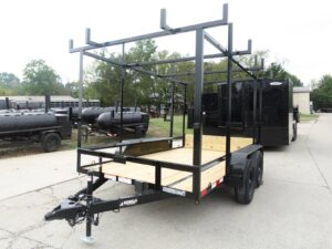 6.4×12 Straight Deck Utility Trailer 6ft Ladder Racks (2) 3500lb Axles - Image 3