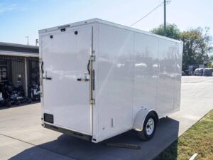 6×14 White Slant Top V-Nose Enclosed Trailer 3,500lb Axle - Image 5