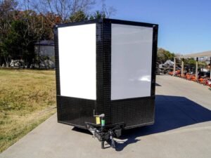 7×14 Enclosed Trailer White V-Nose Blackout Package (2) 3,500lb Axles - Image 2