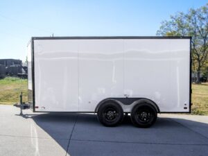 7×14 Enclosed Trailer White V-Nose Blackout Package (2) 3,500lb Axles - Image 7