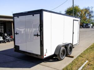 7×14 Enclosed Trailer White V-Nose Blackout Package (2) 3,500lb Axles - Image 5