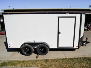 7×14 Enclosed Trailer White V-Nose Blackout Package (2) 3,500lb Axles - Image 8