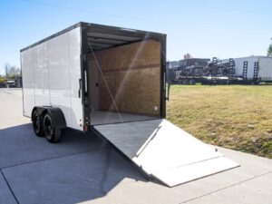 7×14 Enclosed Trailer White V-Nose Blackout Package (2) 3,500lb Axles - Image 13