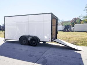 7×14 Enclosed Trailer White V-Nose Blackout Package (2) 3,500lb Axles - Image 14