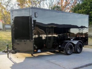 7×14 Enclosed Trailer Black V-Nose Blackout Package Storage (2) 3,500lb Axles