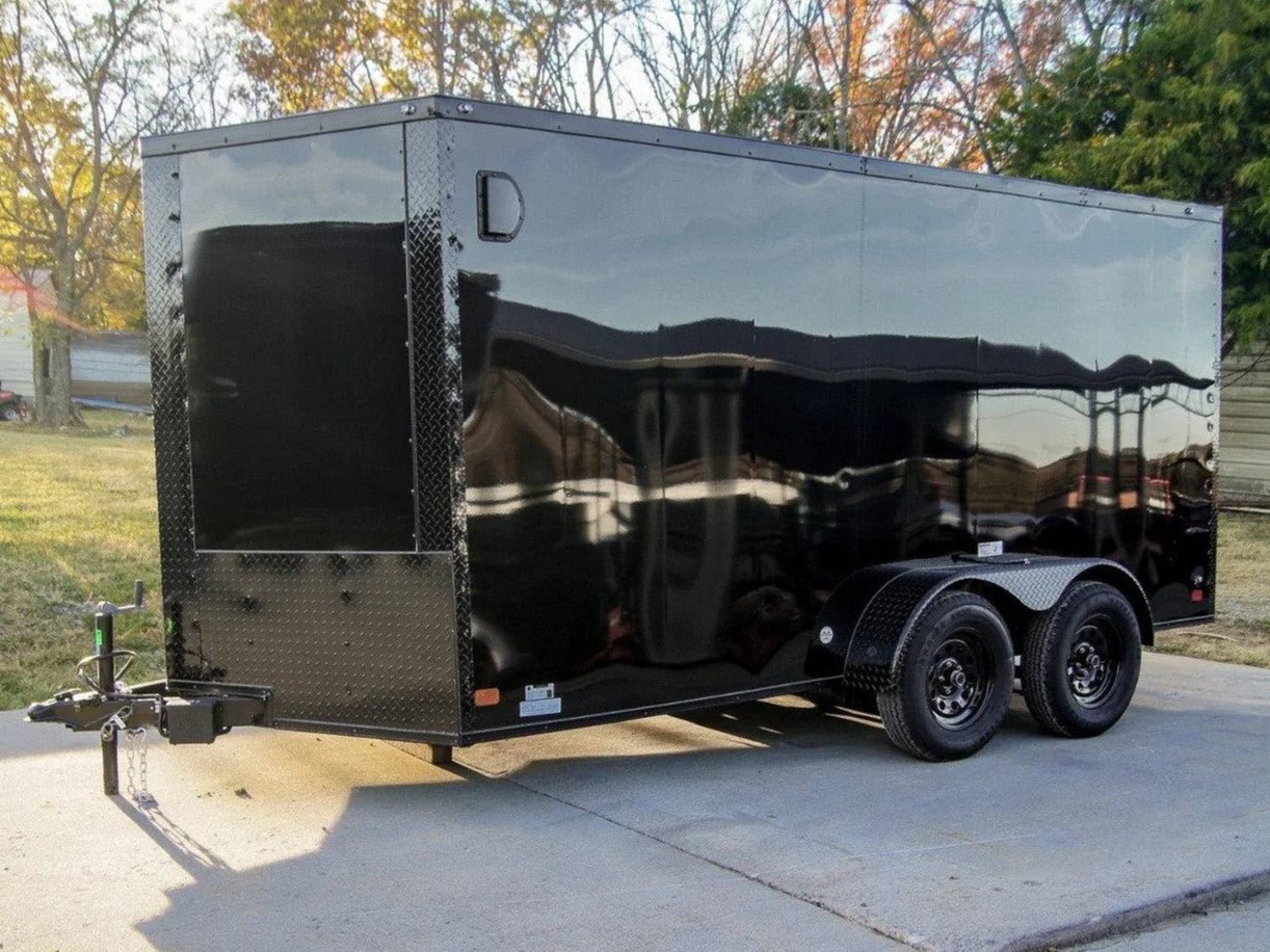 7×14 Enclosed Trailer Black V-Nose Blackout Package Storage (2) 3,500lb Axles 7×14 Enclosed Trailer Black V-Nose Blackout Package Storage (2) 3,500lb Axles - Image 1