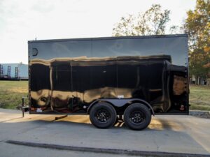 7×14 Enclosed Trailer Black V-Nose Blackout Package Storage (2) 3,500lb Axles - Image 4