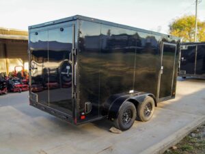 7×14 Enclosed Trailer Black V-Nose Blackout Package Storage (2) 3,500lb Axles - Image 3