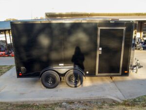 7×14 Enclosed Trailer Black V-Nose Blackout Package Storage (2) 3,500lb Axles - Image 6