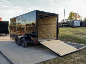 7×14 Enclosed Trailer Black V-Nose Blackout Package Storage (2) 3,500lb Axles - Image 12