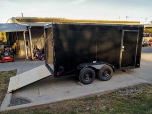 7×14 Enclosed Trailer Black V-Nose Blackout Package Storage (2) 3,500lb Axles - Image 15
