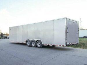 8.5×32 Silver Enclosed Car Hauler Trailer With Ramp and side door (3) 7K Axles 21k GVWR - Image 5