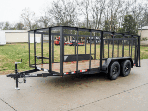 6.4×14 Dovetail Utility Trailer with 4ft Rails (2) 3500lb Axles