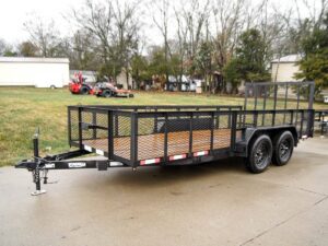 6.4×16 Straight Deck Utility Trailer with 2ft Mesh Sides Tall Gate 7K GVWR