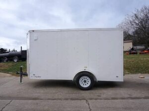 6′ X 12′ White Enclosed V-Nose Trailer with Diamond Plate Floor Storage - Image 5