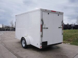 6′ X 12′ White Enclosed V-Nose Trailer with Diamond Plate Floor Storage - Image 6