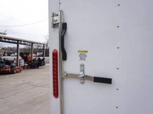 6′ X 12′ White Enclosed V-Nose Trailer with Diamond Plate Floor Storage - Image 11