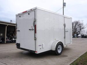 6′ X 12′ White Enclosed V-Nose Trailer with Diamond Plate Floor Storage - Image 7