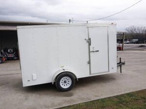 6′ X 12′ White Enclosed V-Nose Trailer with Diamond Plate Floor Storage - Image 8
