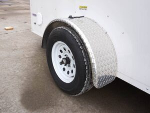 6′ X 12′ White Enclosed V-Nose Trailer with Diamond Plate Floor Storage - Image 12