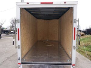 6′ X 12′ White Enclosed V-Nose Trailer with Diamond Plate Floor Storage - Image 18