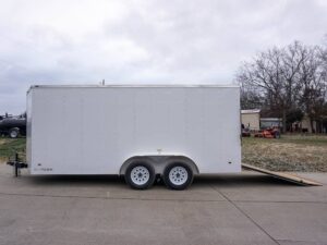 7×16 White V-Nose Enclosed Trailer Lawn Mower Cargo Trailer Storage - Image 14