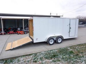 7×16 White V-Nose Enclosed Trailer Lawn Mower Cargo Trailer Storage - Image 15