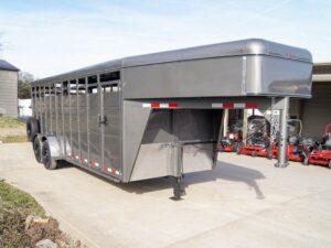 20ft Charcoal Gooseneck Livestock Cattle Trailer (2) 7K Axles 14K GVWR - Image 2