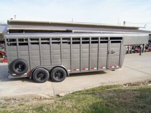 20ft Charcoal Gooseneck Livestock Cattle Trailer (2) 7K Axles 14K GVWR - Image 6