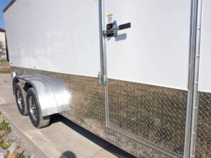 Enclosed Trailer Custom 7’x18′ White Tandem Axle with Ramp and E-Tracks Storage - Image 12