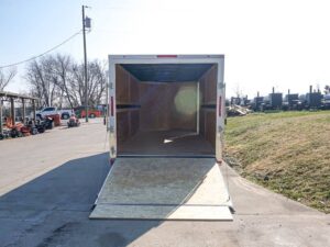 Enclosed Trailer Custom 7’x18′ White Tandem Axle with Ramp and E-Tracks Storage - Image 8