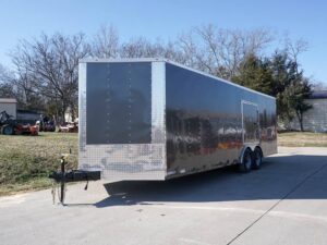 Enclosed Trailer 8.5×24 Tandem Axle Charcoal Gray – Motorcycle Car Hauler Storage