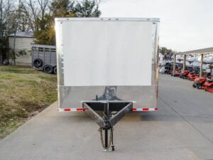 8.5×28 Flat Nose White Enclosed Trailer (2) 5,200lb Axles Cargo Storage