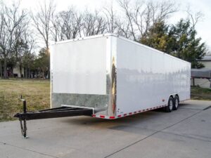 8.5×28 Flat Nose White Enclosed Trailer (2) 5,200lb Axles Cargo Storage - Image 2