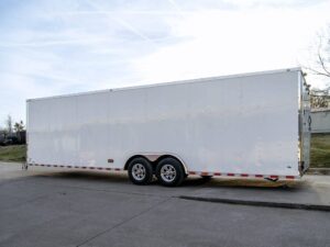 8.5×28 Flat Nose White Enclosed Trailer (2) 5,200lb Axles Cargo Storage - Image 3