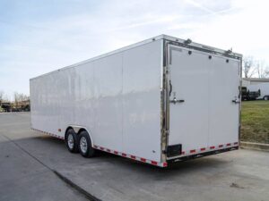8.5×28 Flat Nose White Enclosed Trailer (2) 5,200lb Axles Cargo Storage - Image 4