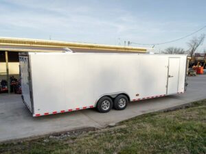 8.5×28 Flat Nose White Enclosed Trailer (2) 5,200lb Axles Cargo Storage - Image 6