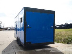 8.5×18 Blue V-Nose Slant Top Enclosed Trailer with Blackout Package - Image 7
