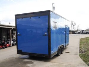 8.5×18 Blue V-Nose Slant Top Enclosed Trailer with Blackout Package - Image 8