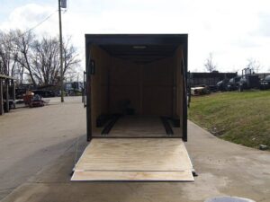 8.5×18 Blue V-Nose Slant Top Enclosed Trailer with Blackout Package - Image 17