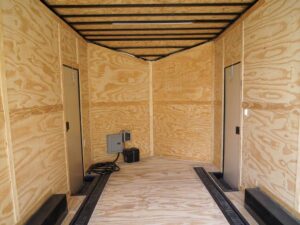 8.5×18 Blue V-Nose Slant Top Enclosed Trailer with Blackout Package - Image 18