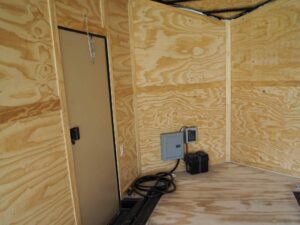 8.5×18 Blue V-Nose Slant Top Enclosed Trailer with Blackout Package - Image 26