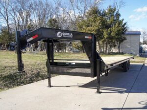 8.5×30 IBeam Gooseneck Straight Deckover Trailer (2) 7K Axles Slide Ramps 14K GVWR