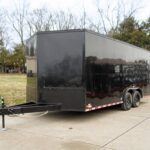 8.5×18 Black V-Nose Enclosed Trailer with Extended Tongue and Blackout Package (2) 3,500lb Axles