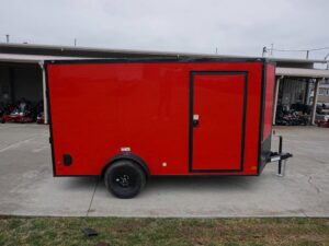 7×12 Enclosed Trailer Red V-Nose Blackout Package 3,500lb Axle Storage - Image 4