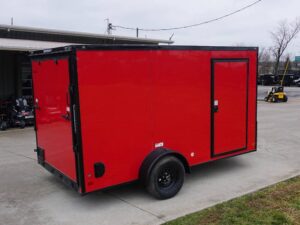 7×12 Enclosed Trailer Red V-Nose Blackout Package 3,500lb Axle Storage - Image 5