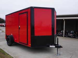 7×12 Enclosed Trailer Red V-Nose Blackout Package 3,500lb Axle Storage - Image 8
