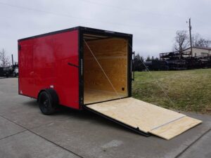 7×12 Enclosed Trailer Red V-Nose Blackout Package 3,500lb Axle Storage - Image 15